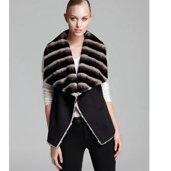 Sam Edelman Clara Faux Chinchilla Fur and Suede Vest - Picture 3 of 12